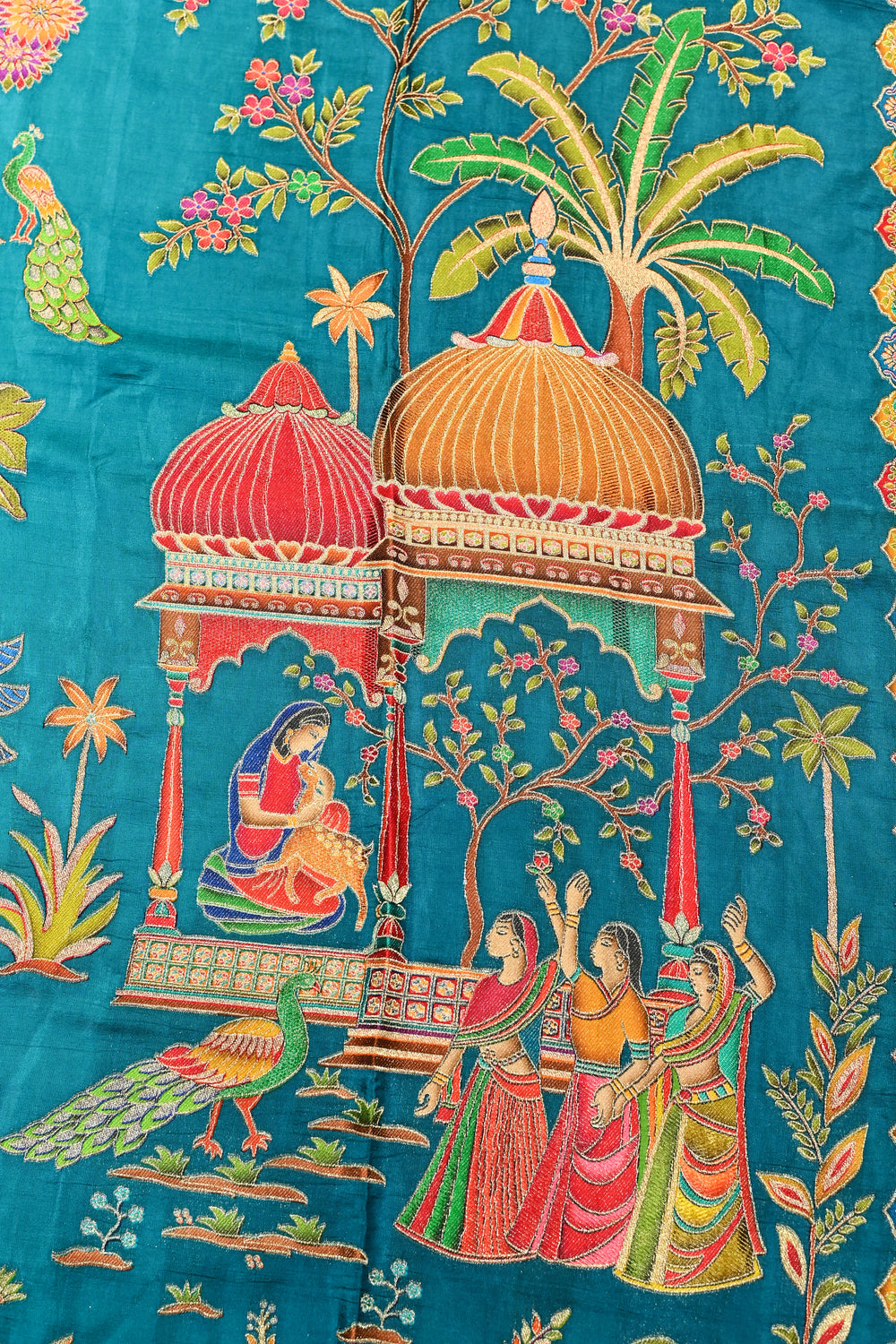 Blue Kalamkari Moonga Silk Blended Saree