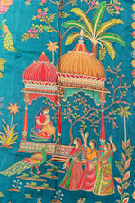 Blue Kalamkari Moonga Silk Blended Saree