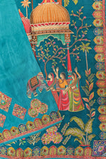 Blue Kalamkari Moonga Silk Blended Saree