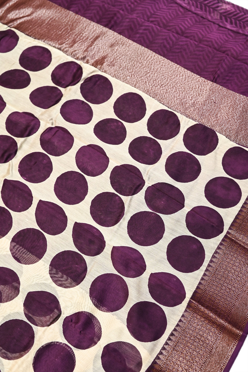 Purple Printed Cotton Blended Saree