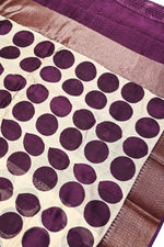 Purple Printed Cotton Blended Saree