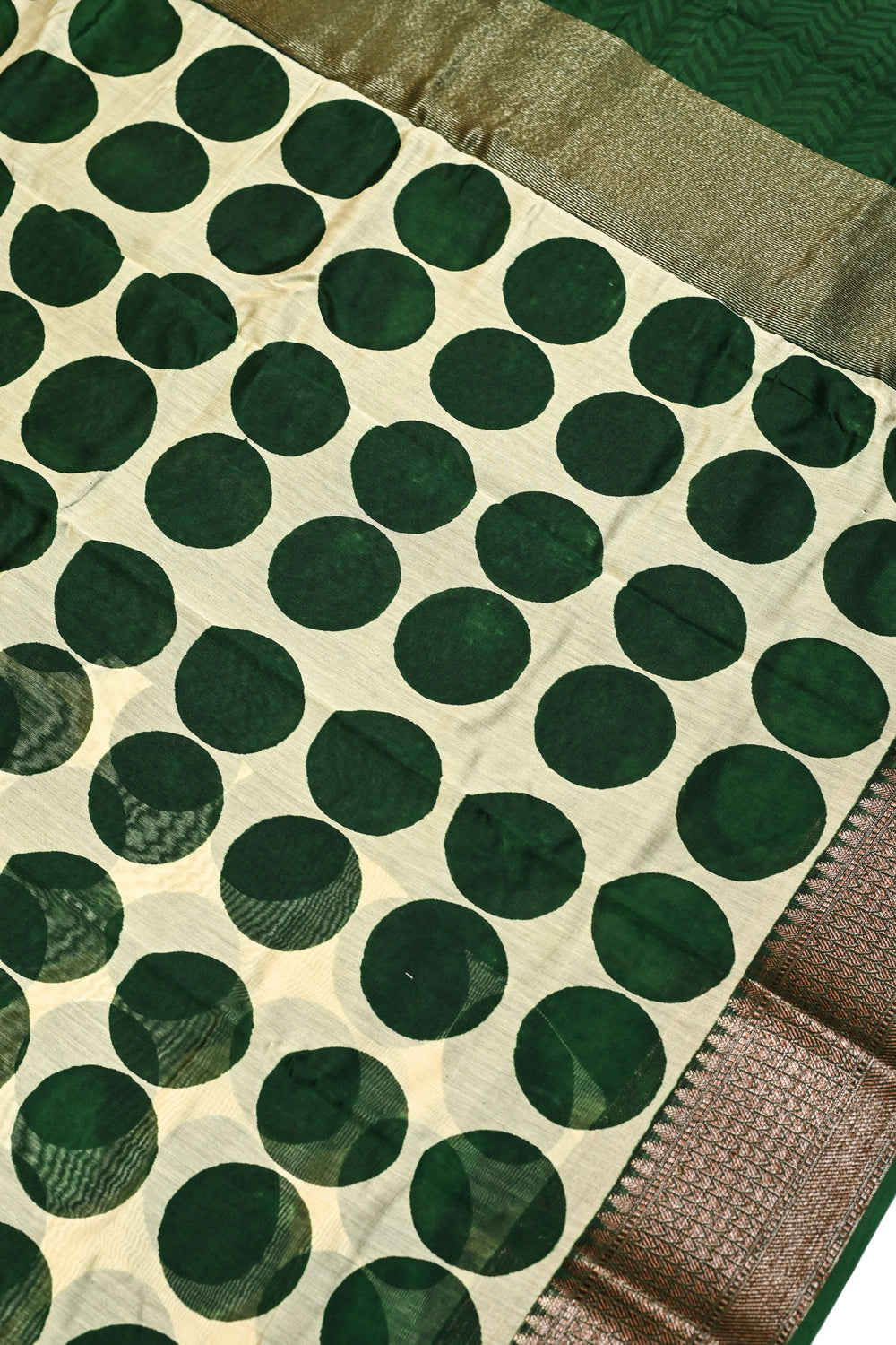 Emerald Green Printed Cotton Blended Saree
