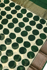 Emerald Green Printed Cotton Blended Saree