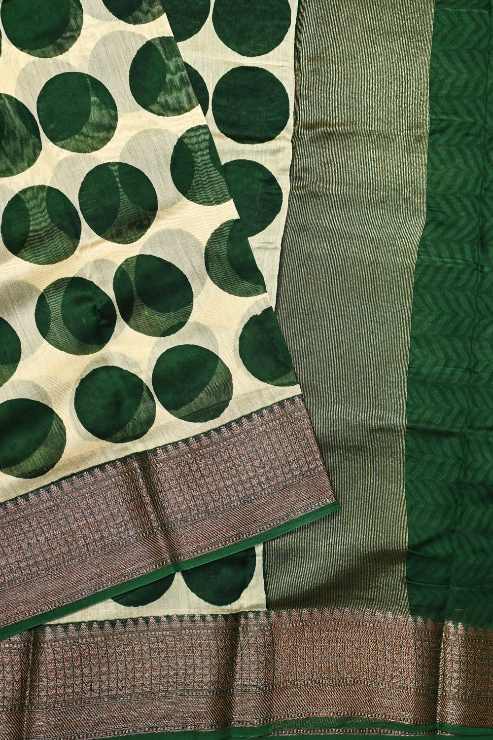 Emerald Green Printed Cotton Blended Saree