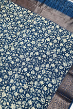 Blue Jangla Cotton Blended Saree