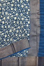 Blue Jangla Cotton Blended Saree