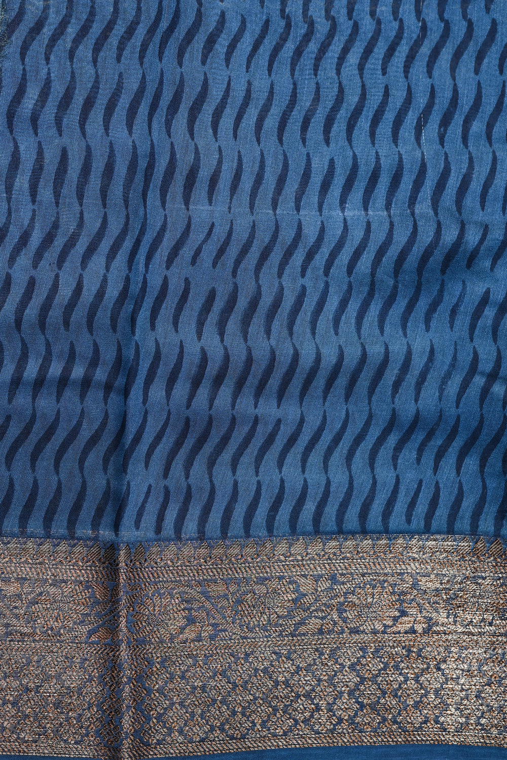Blue Jangla Cotton Blended Saree
