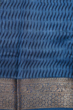 Blue Jangla Cotton Blended Saree