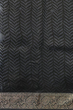 Black Jangla Cotton Blended Saree