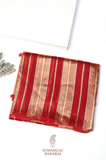 Rose Red Sona Roopa Breezy Organza  Handwoven Banarasi Saree
