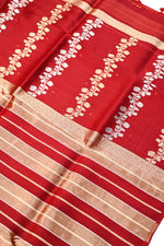 Rose Red Sona Roopa Breezy Organza  Handwoven Banarasi Saree