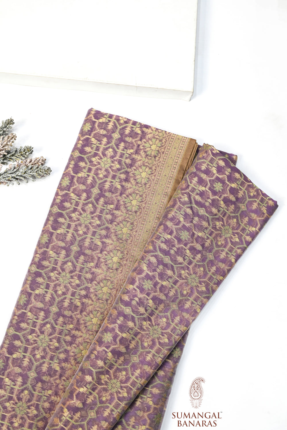 Orchid Purple Jamdani Cotton Blended Saree