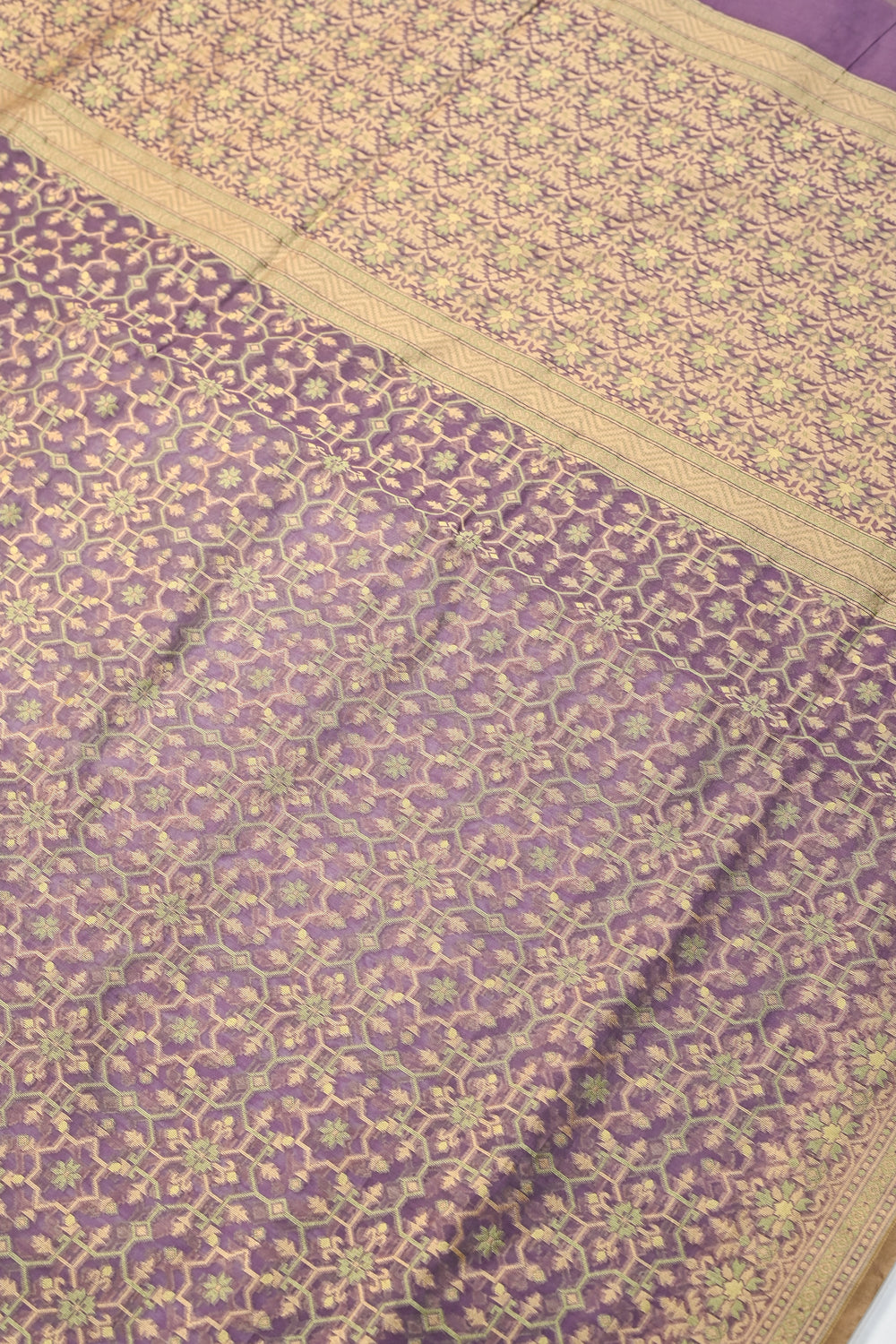 Orchid Purple Jamdani Cotton Blended Saree