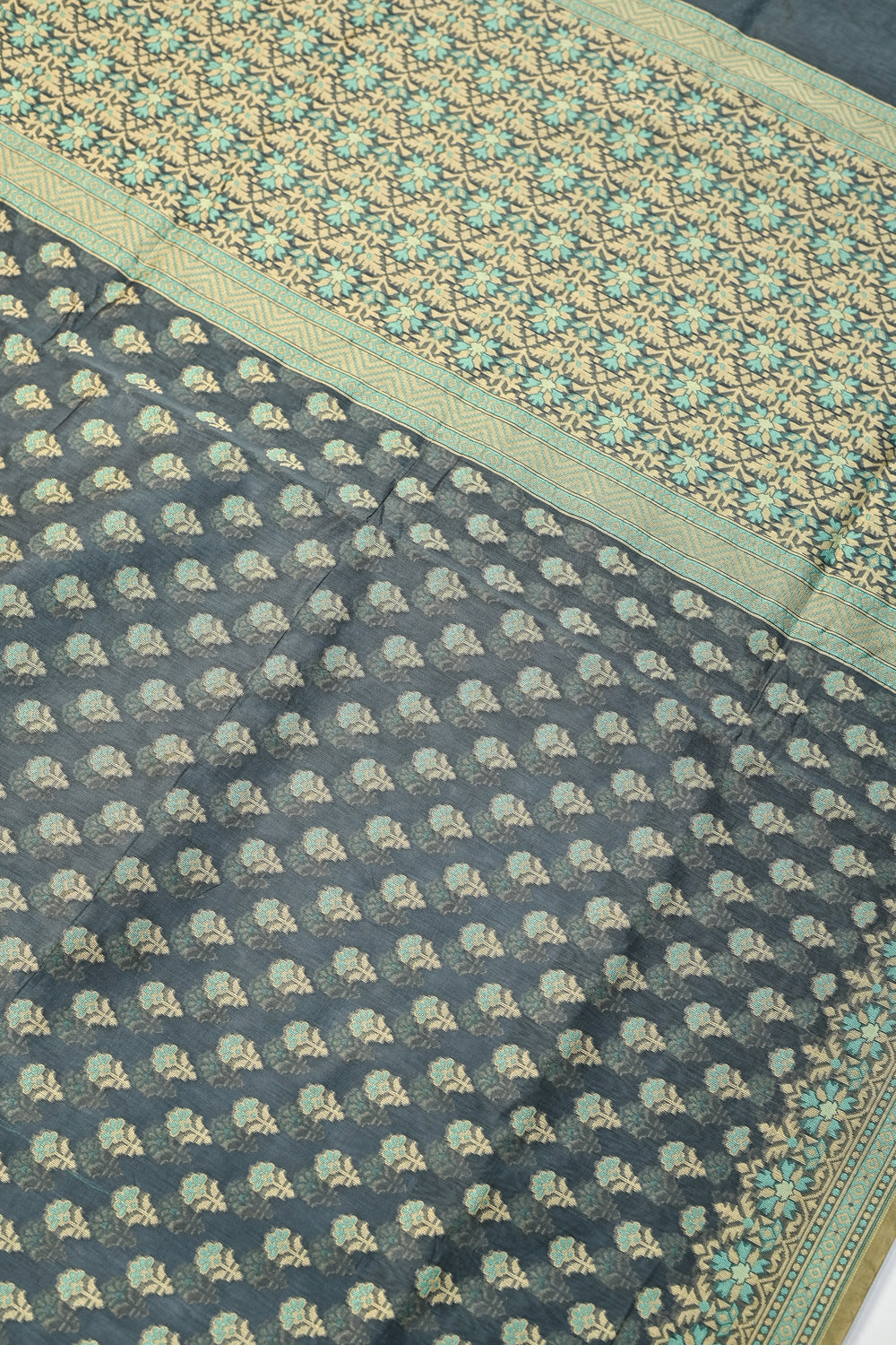 Grey Booti Cotton Blended Saree