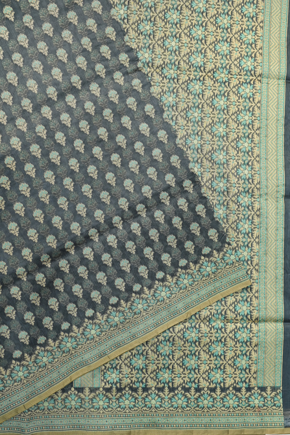 Grey Booti Cotton Blended Saree