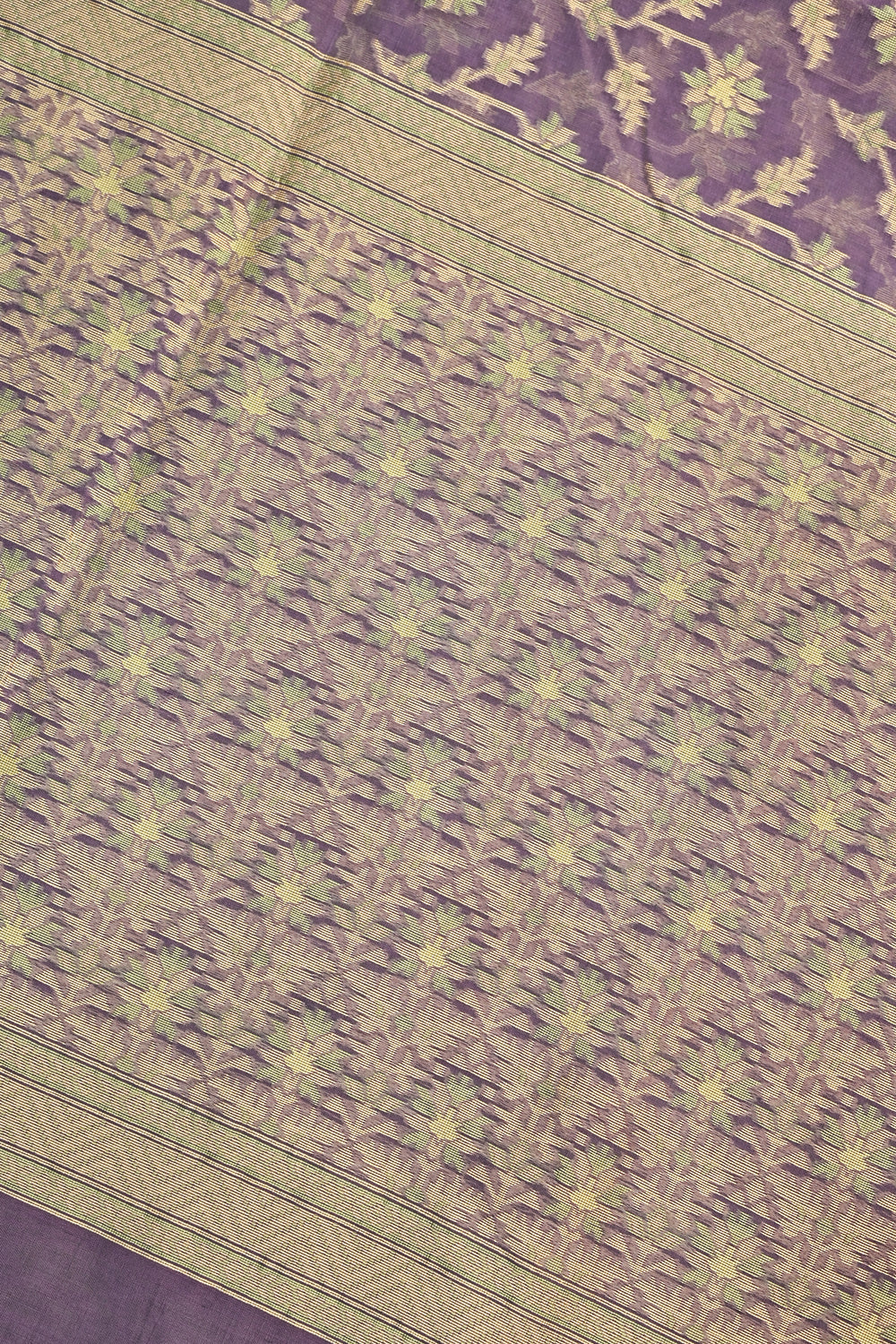 Lavender Jangla Cotton Blended Saree