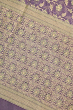 Lavender Jangla Cotton Blended Saree