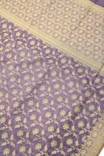 Lavender Jangla Cotton Blended Saree