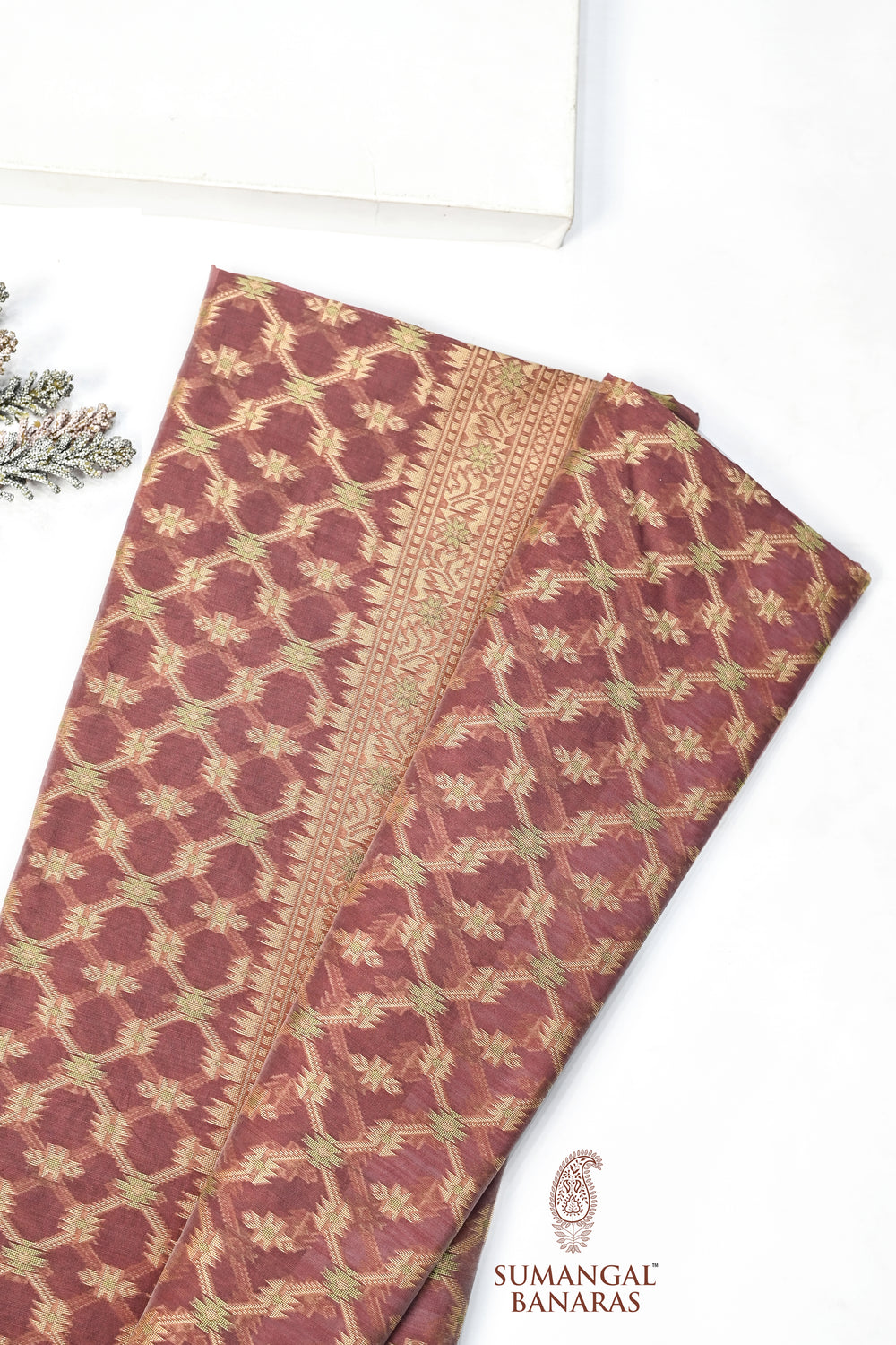 Red Jangla Cotton Blended Saree