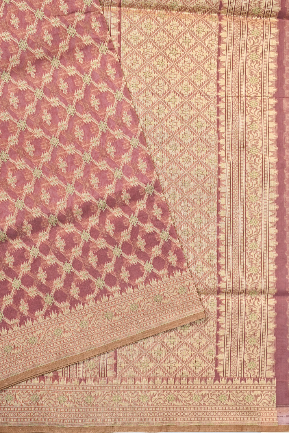 Red Jangla Cotton Blended Saree