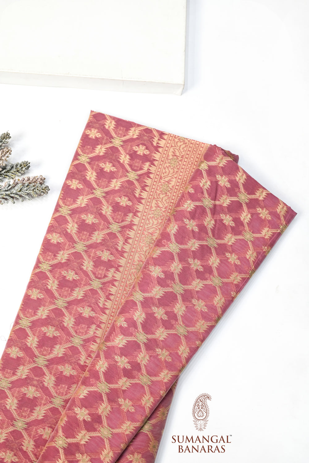 Pink Jangla Cotton Blended Saree