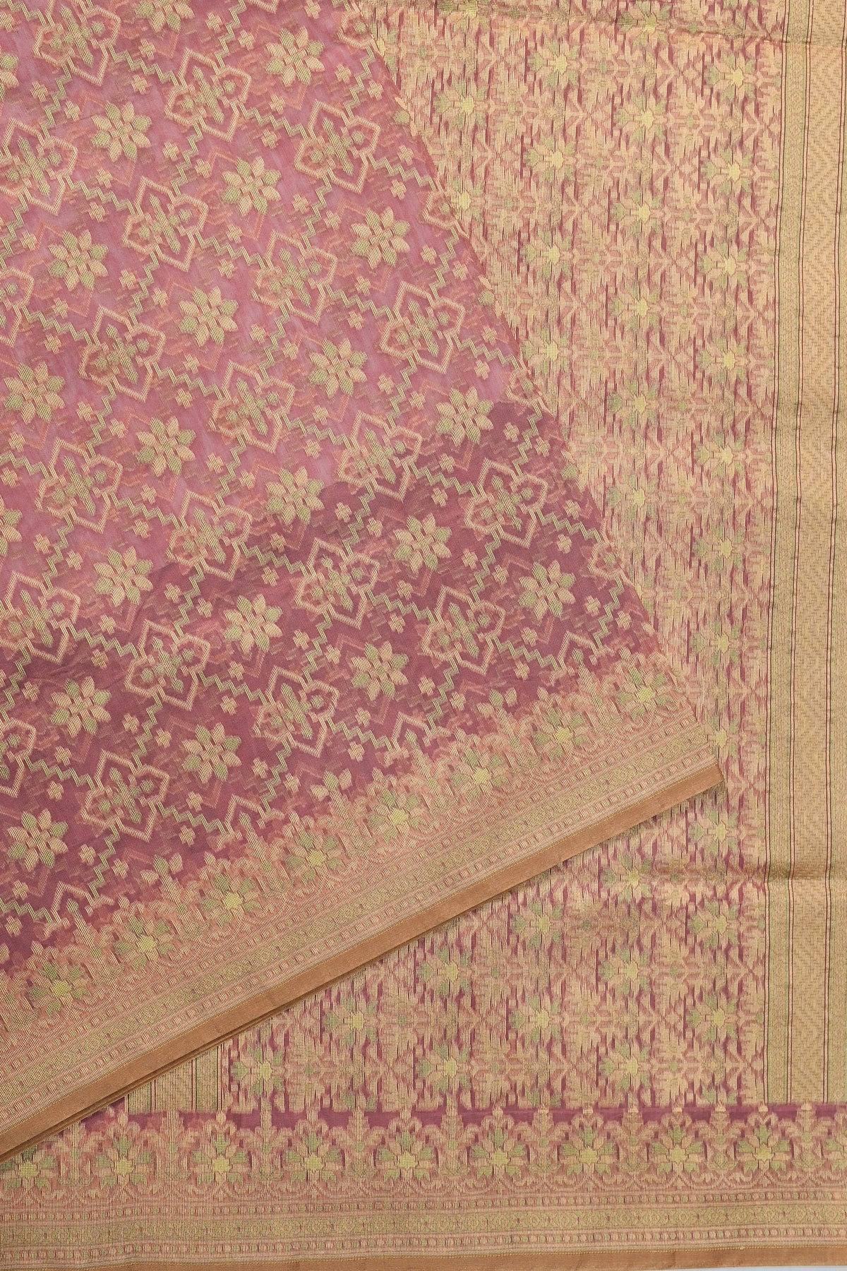 Blush Red Jangla Cotton Blended Saree – Sumangal Banaras