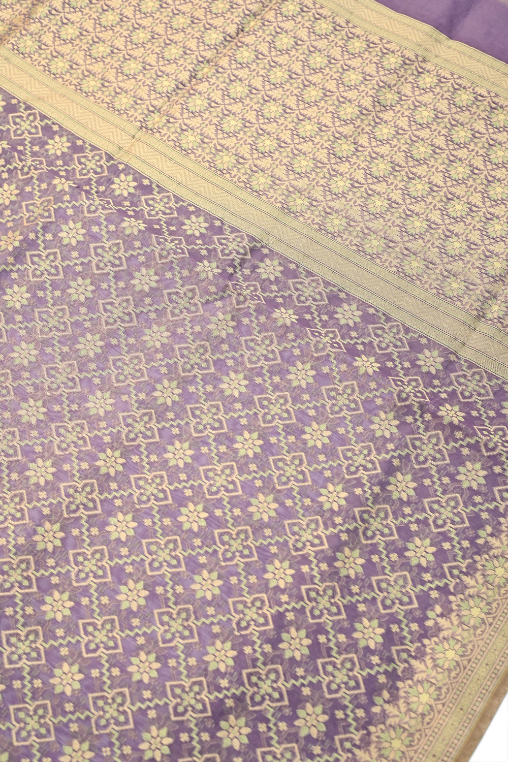 Purple Jangla Cotton Blended Saree