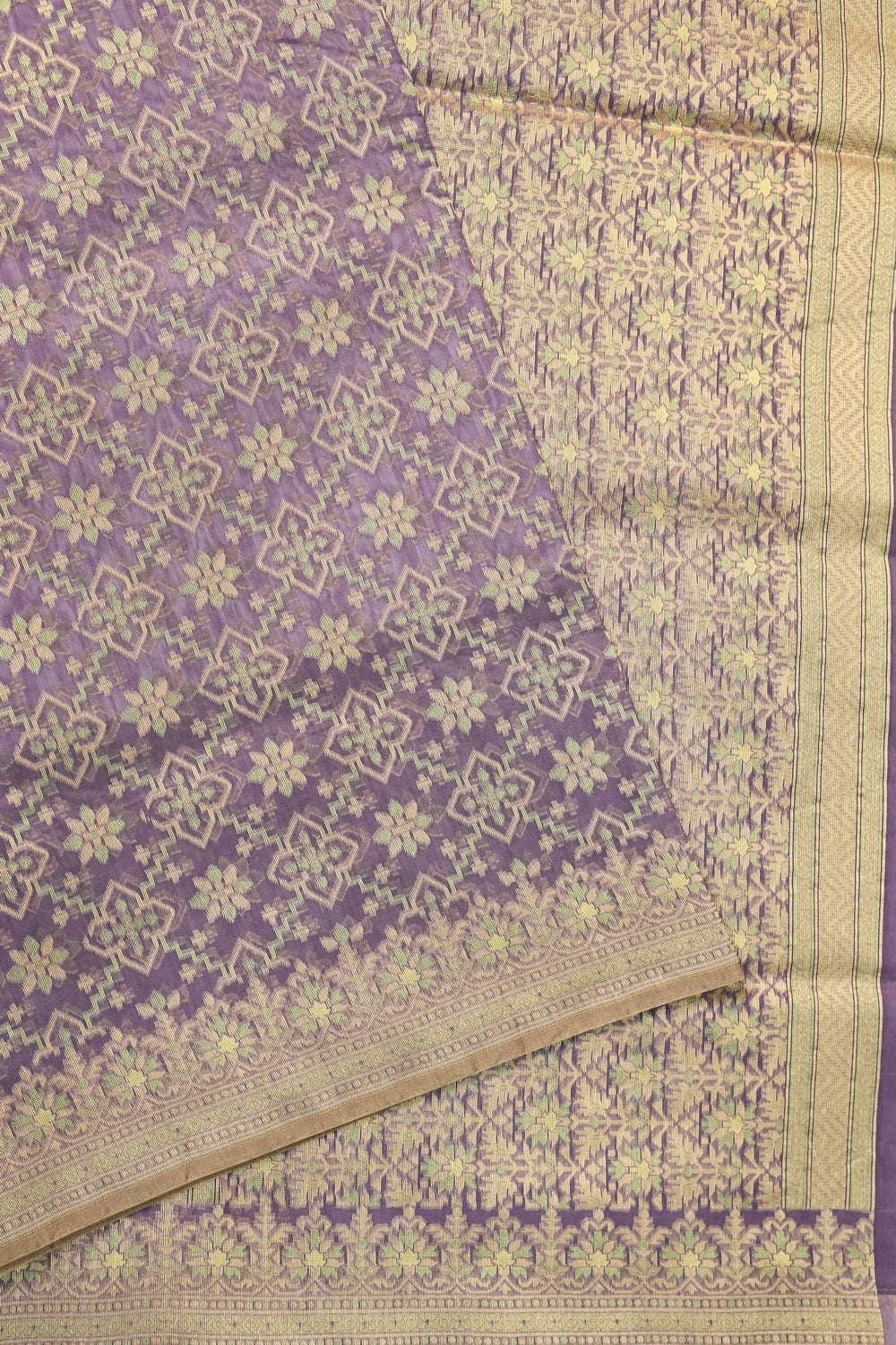 Purple Jangla Cotton Blended Saree