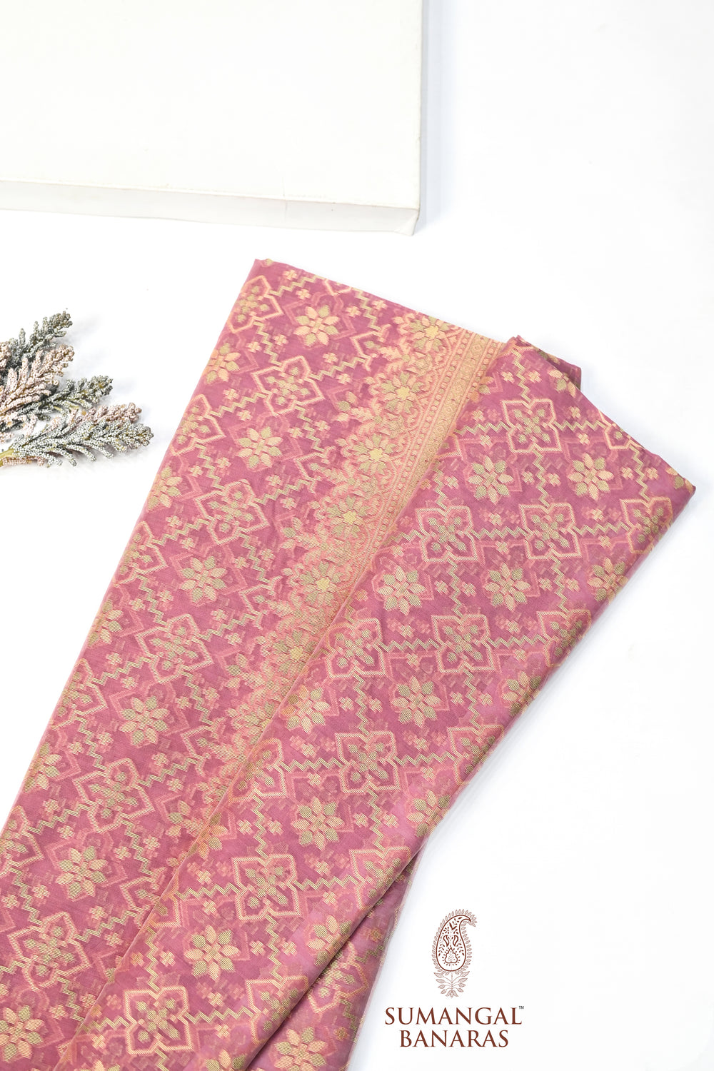 Pink Jangla Cotton Blended Saree
