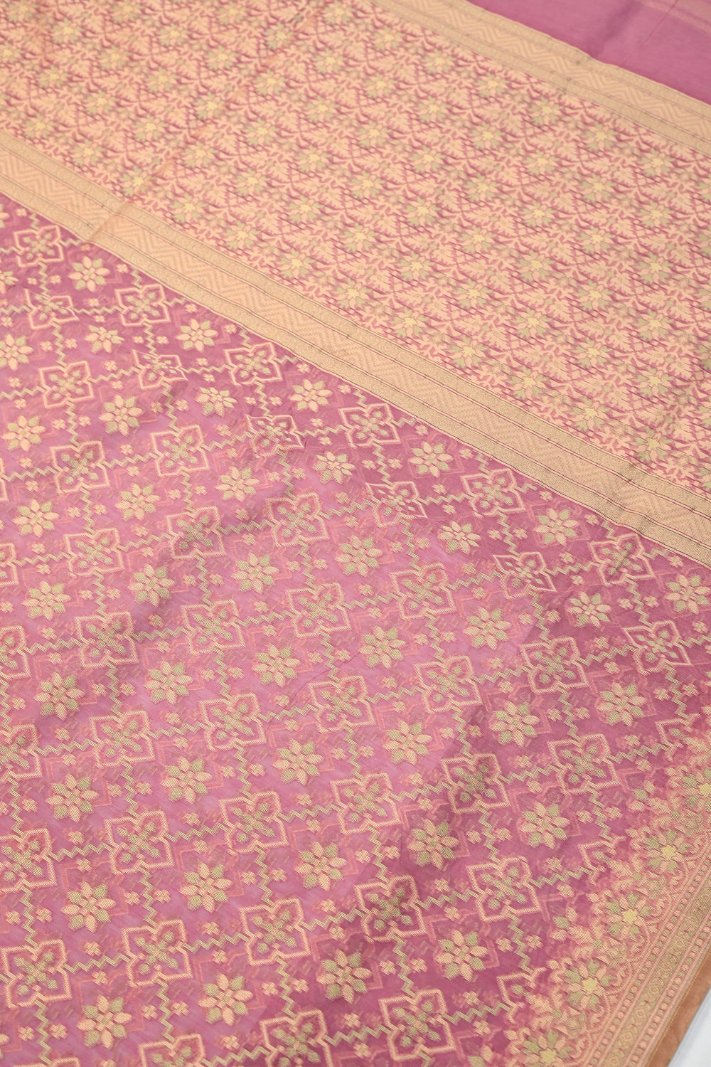 Pink Jangla Cotton Blended Saree