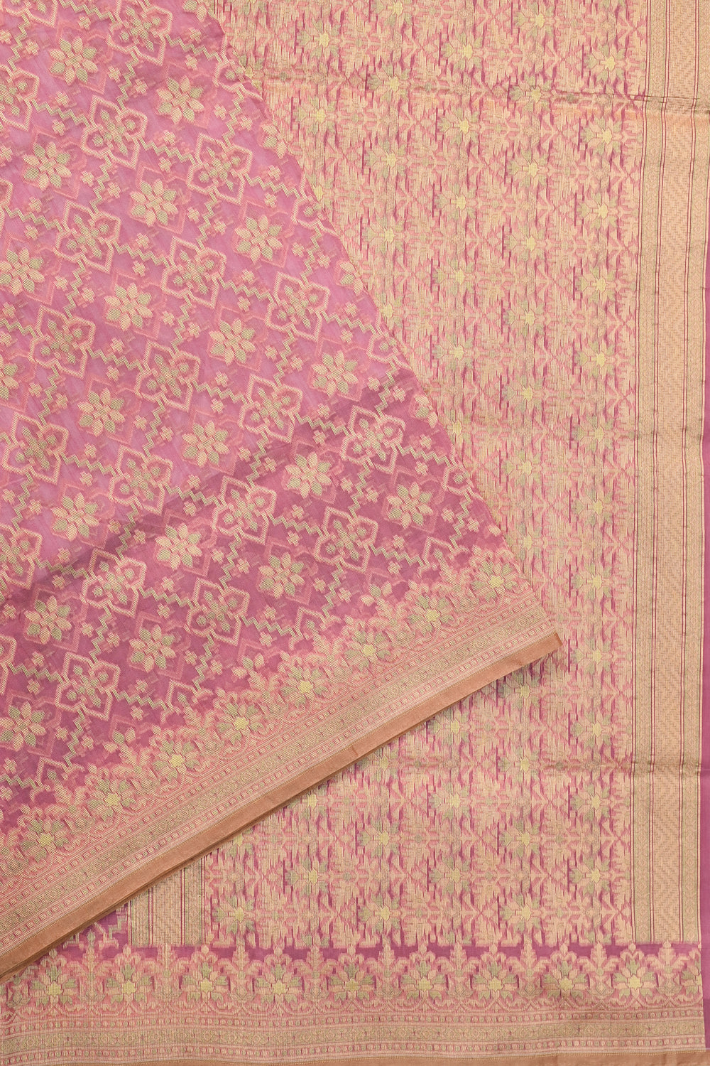 Pink Jangla Cotton Blended Saree