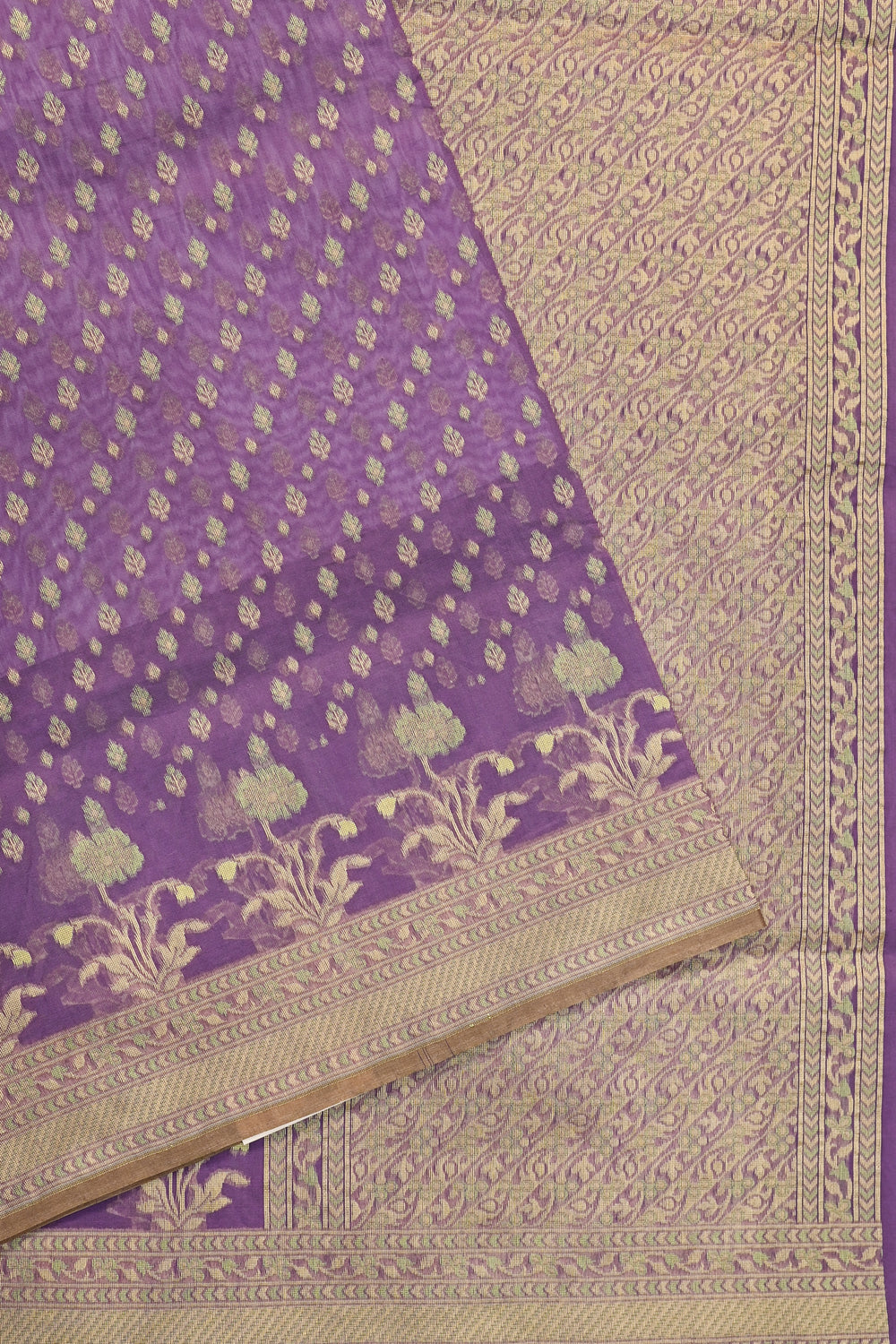 Violet Purple Booti Cotton Blended Saree
