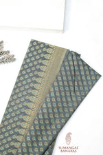 Smoke Grey Booti Cotton Blended Saree