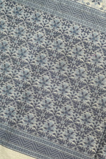 White Printed Cotton Blended Saree