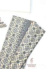 White Printed Cotton Blended Saree