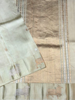 Frost White Motif Katan Silk Handwoven Banarasi Saree