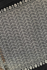 Jet Black Motif Mashru Silk  Handwoven Banarasi Saree