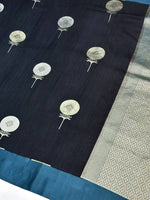 Pitch Black Sona Roopa Moonga Silk  Handwoven Banarasi Saree