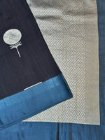 Pitch Black Sona Roopa Moonga Silk  Handwoven Banarasi Saree