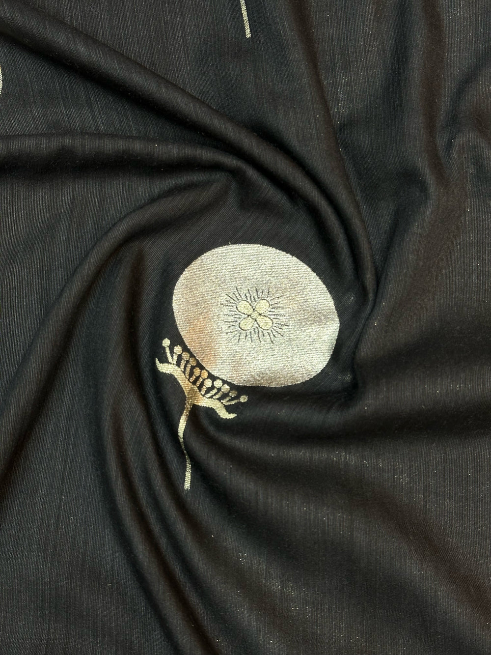Pitch Black Sona Roopa Moonga Silk  Handwoven Banarasi Saree