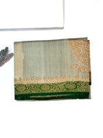 Powder White Antique Zari Tussar Silk Handwoven Banarasi Saree