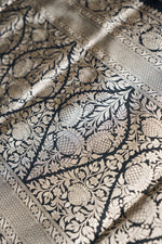 Jade Black Kalga Bel Katan Silk Handwoven Banarasi Saree