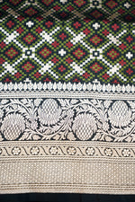 Jade Black Kalga Bel Katan Silk Handwoven Banarasi Saree