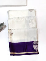 Snow White Sona Roopa Mashru Silk  Handwoven Banarasi Saree