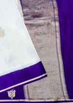 Snow White Sona Roopa Mashru Silk  Handwoven Banarasi Saree