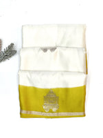 Pearl White Resham Embroidery Crepe  Handwoven Banarasi Saree