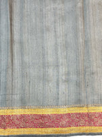 Pearl White Booti Tussar Silk Handwoven Banarasi Saree
