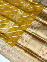 Gold Yellow Meenakari Kora Silk Handwoven Banarasi Saree