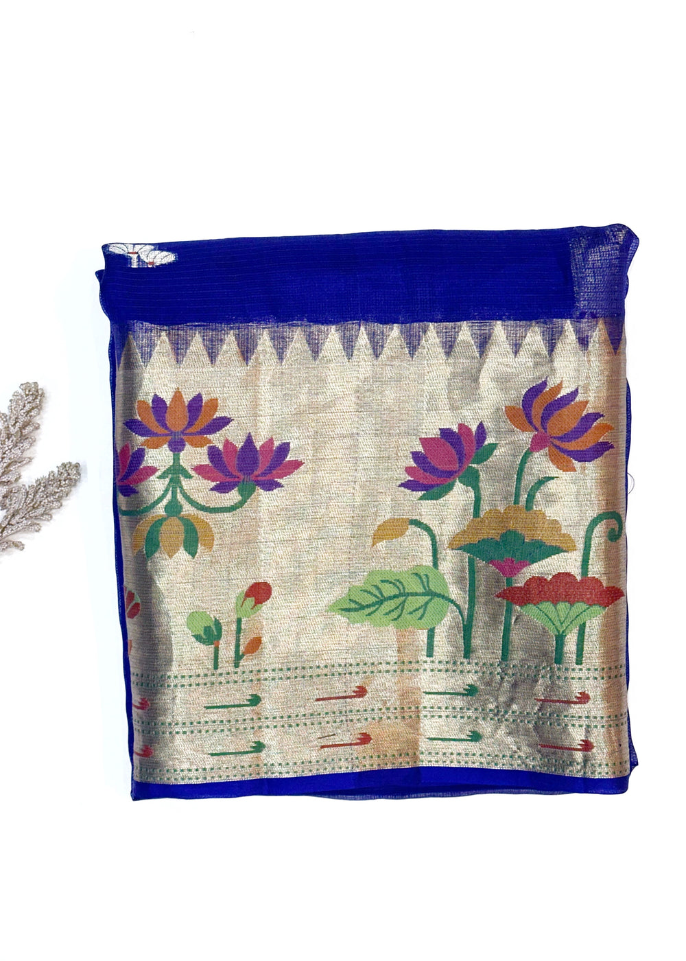 Royal Blue Meenakari Kota Silk Handwoven Banarasi Saree