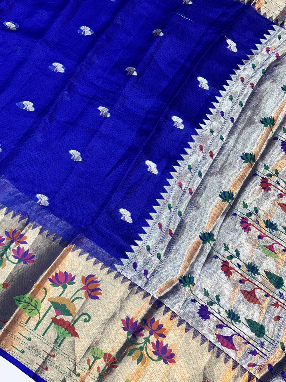 Royal Blue Meenakari Kota Silk Handwoven Banarasi Saree
